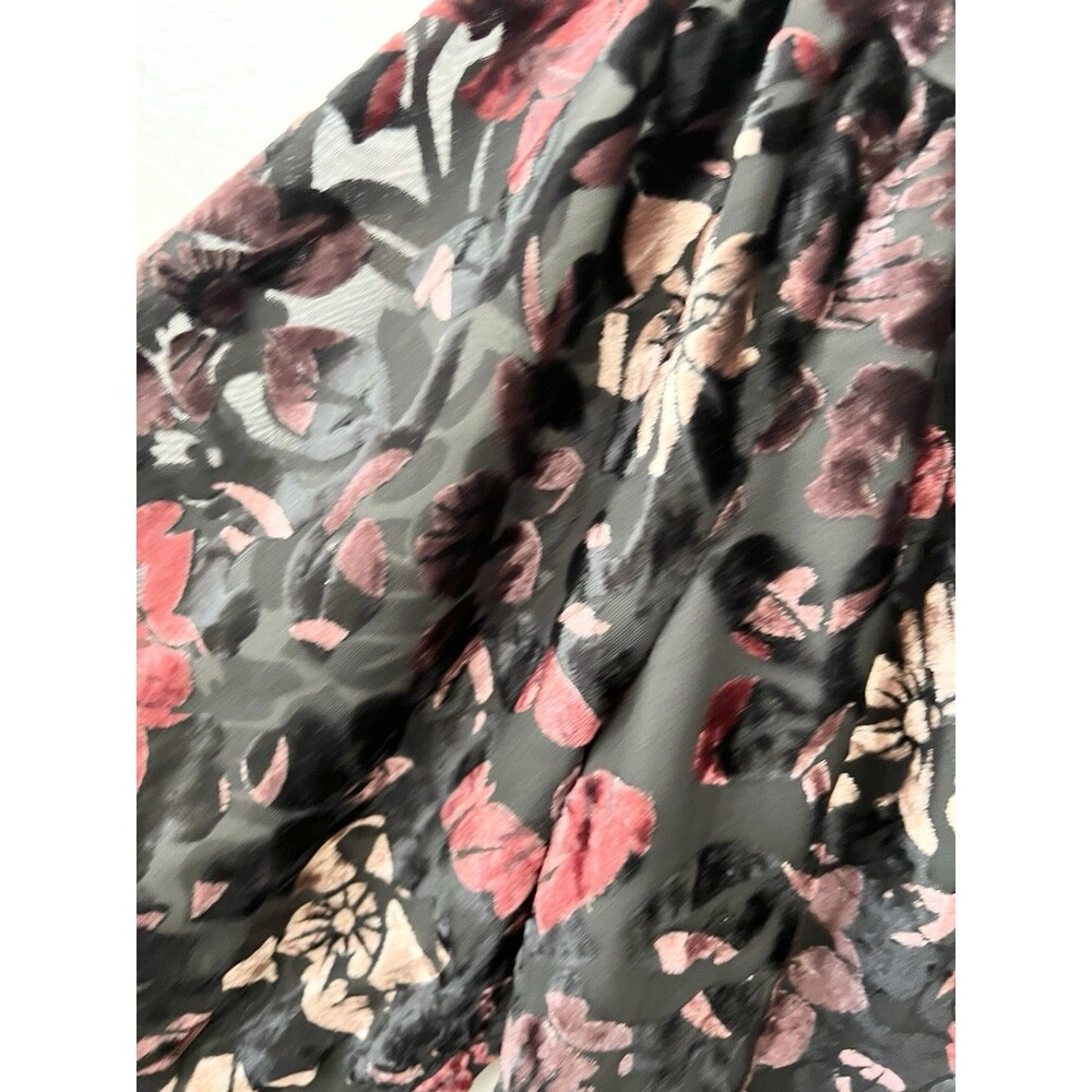 ANTHROPOLOGIE FLORAL BURNOUT CUT VELVET Boxy BISHOP SLEEVE BLOUSE TOP Medium - Picture 8 of 15
